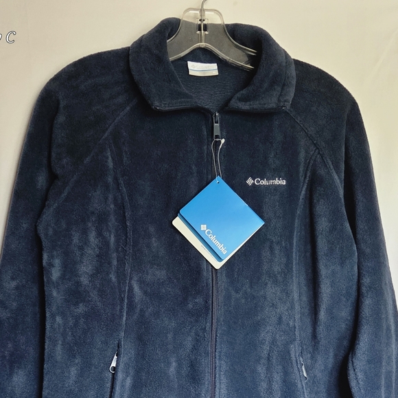 Columbia Dark Blue Fleece Jacket. Zip Pockets, Adjustable Bottem.Size Medium NWT - Picture 3 of 6